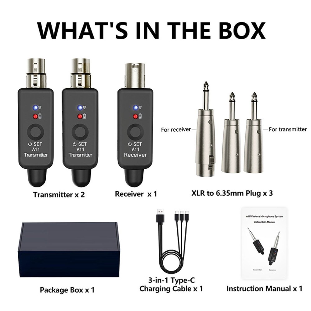 Professional Wireless Transmitter&Receiver Multiple Microphone Compatibility