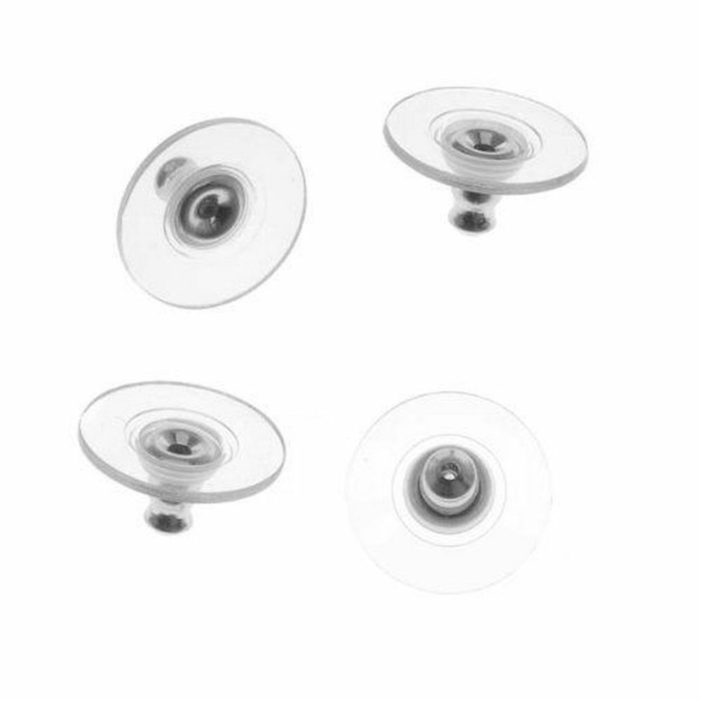 500 pieces Silver Bullet Earring Backs plastic back disk style Hypoallergenic