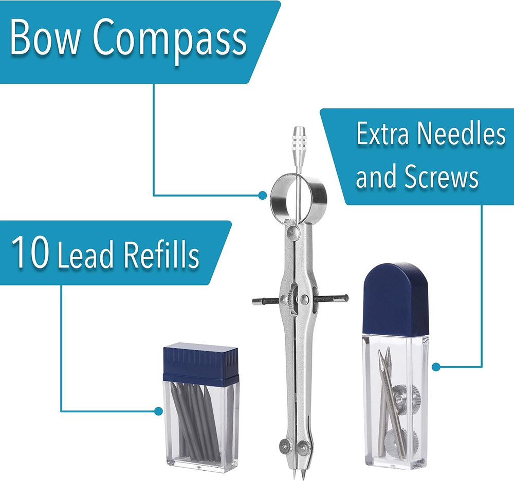 - Professional Compass for Geometry, Extra Lead, Metal Compass, Compass, Compass