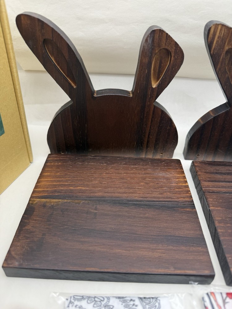 2 PCS Floating Shelves For Wall Easter Rabbit Design Brown Unused, *READ..
