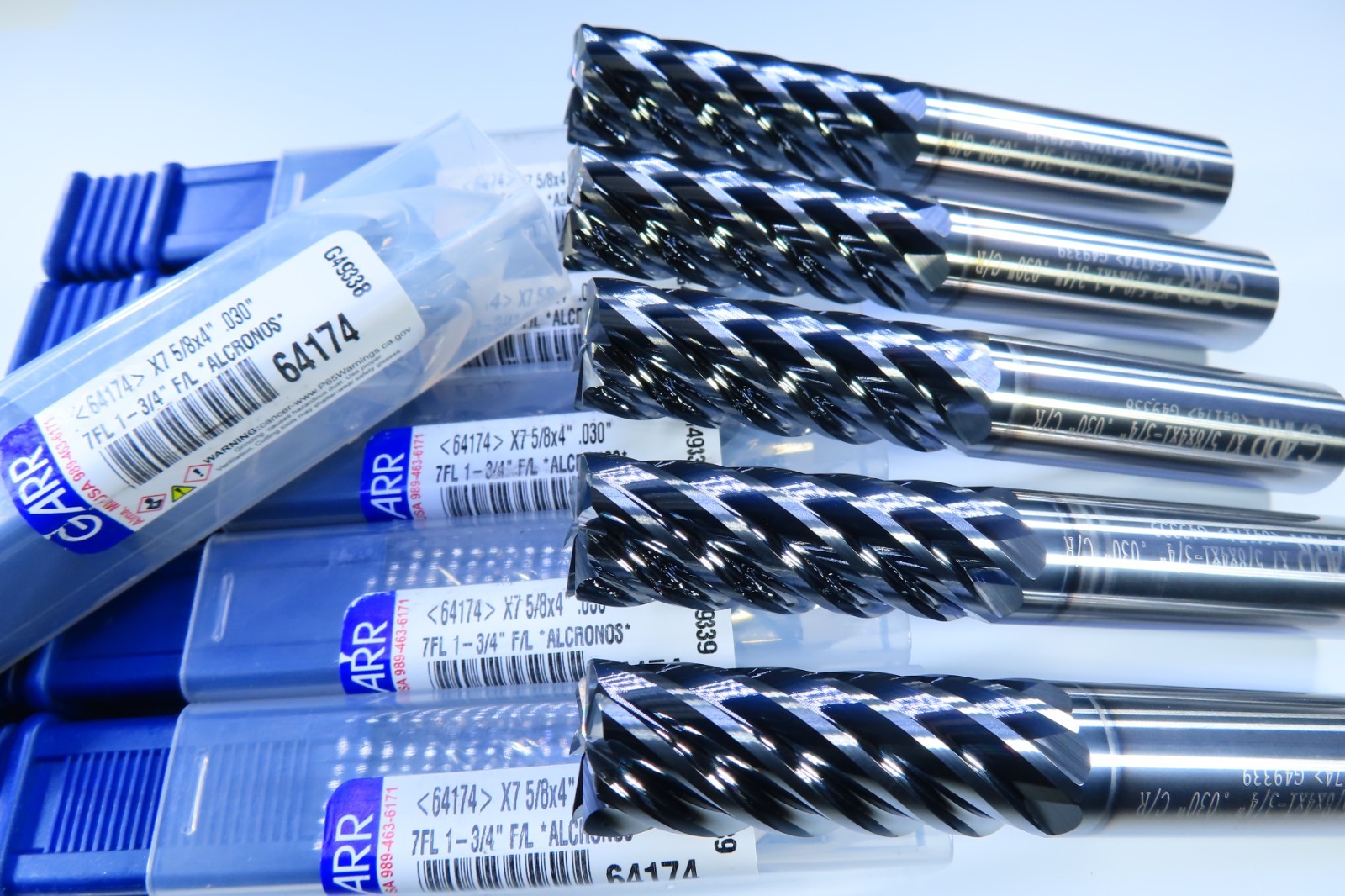 LOT ( 5 PCS ) NEW 5/8" GARR VX-7 SERIES 7 FLUTE ALCRONOS 64174 CARBIDE END MILL