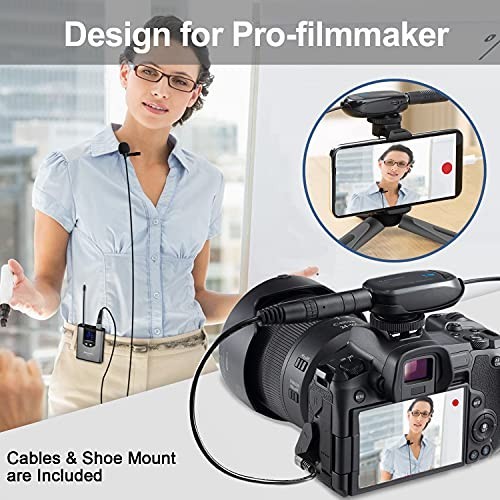 Dual Channel Wireless Lavalier Microphone System - Volume Control for iPhone, DS