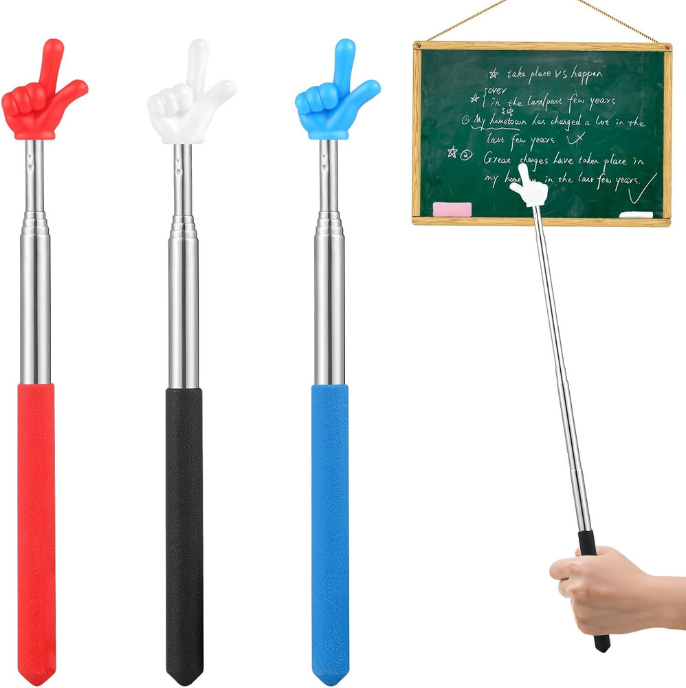 3 Pcs Pointer Finger Stick, Multipurpose Teacher Pointer Stick, Extendable Class