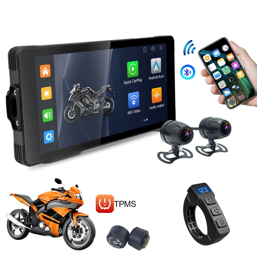 Motorcycle GPS CarPlay Screen Wireless Android Auto 5.5" Touchscreen Waterproof