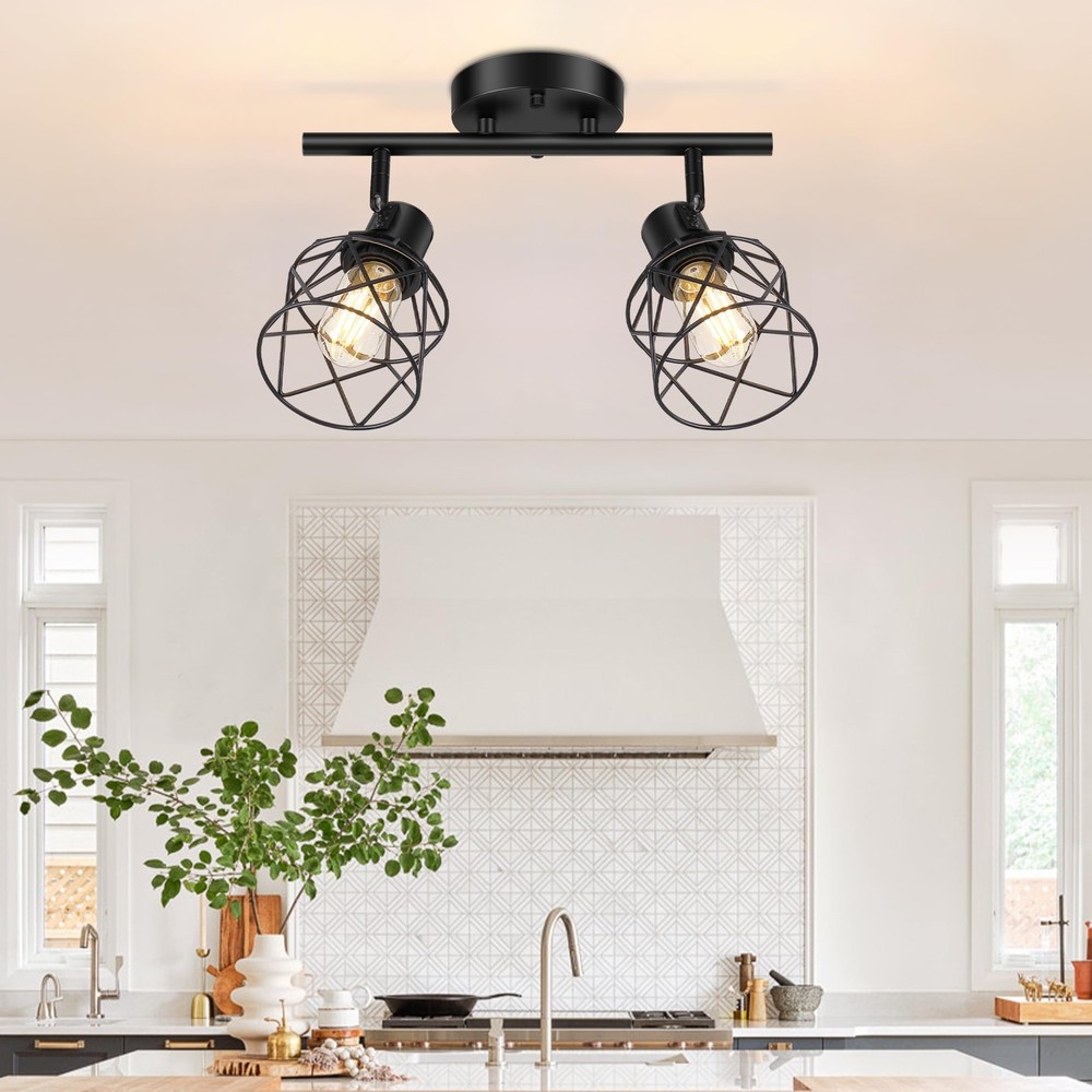 2-Lights Kitchen Light Fixtures Ceiling Mount, Adjustable Semi Flush Mount Ce...