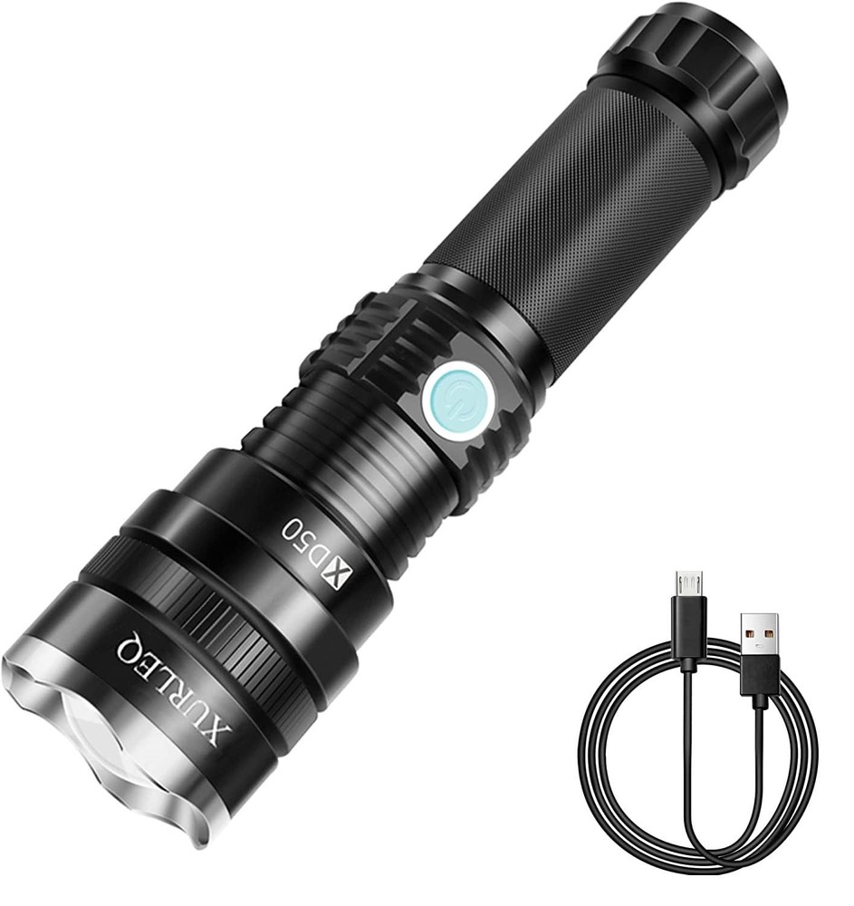 XURLEQ Flashlight Rechargeable Flashlights 3 Modes P70, Black