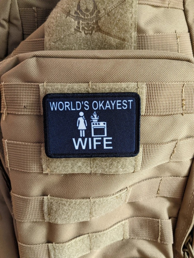 World's okayest wife meme patch 2"x3" hook & loop backing