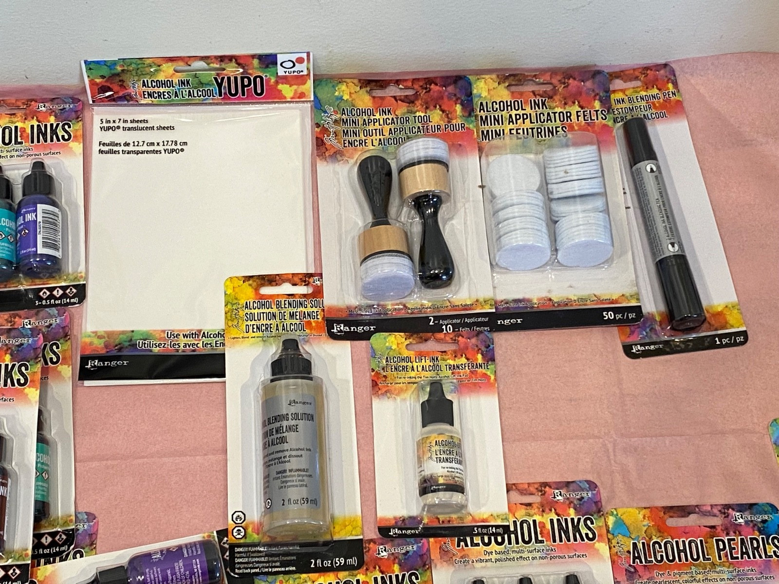 24 pc set Tim Holtz Ranger Adirondack Alcohol Ink 51 bottles diff inks + 6 acces