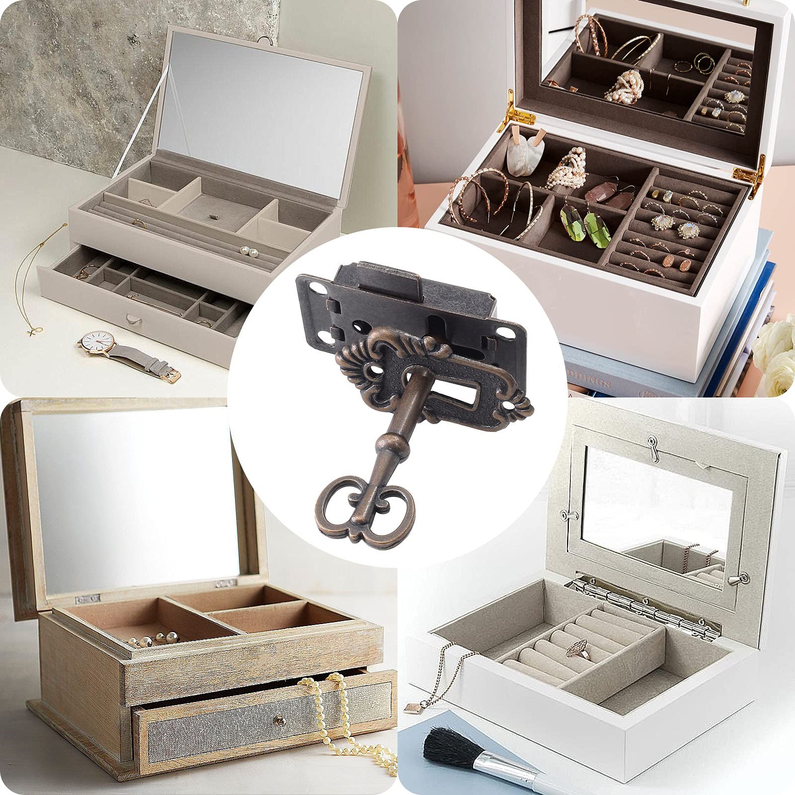 Antique Cabinet Lock Flush Mount Box Lock for Furniture Repair Hardware PC