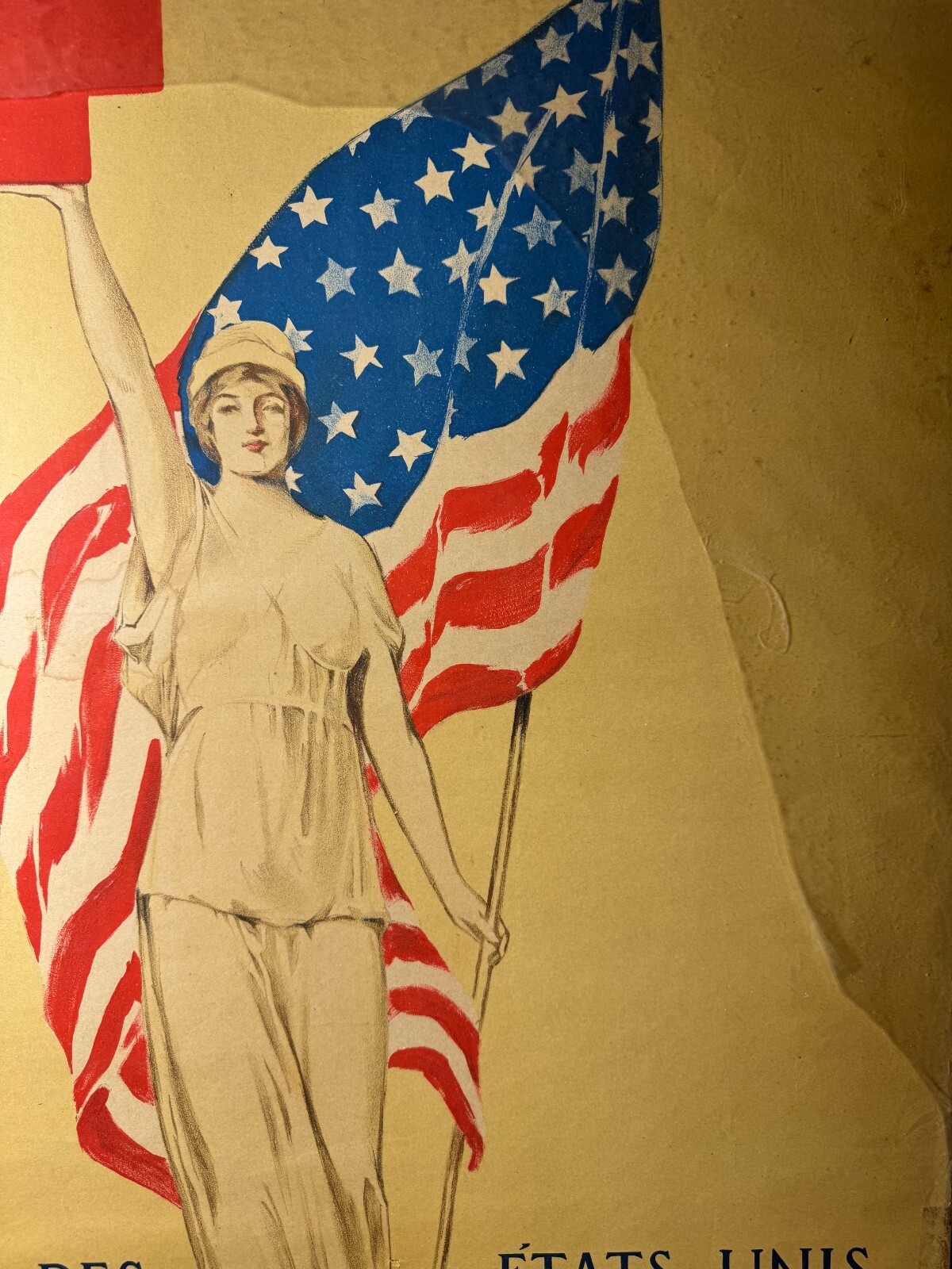 Rare Original WW1 "Croix Rouge Americaine, L'Amitie Des Etats Unis" Poster