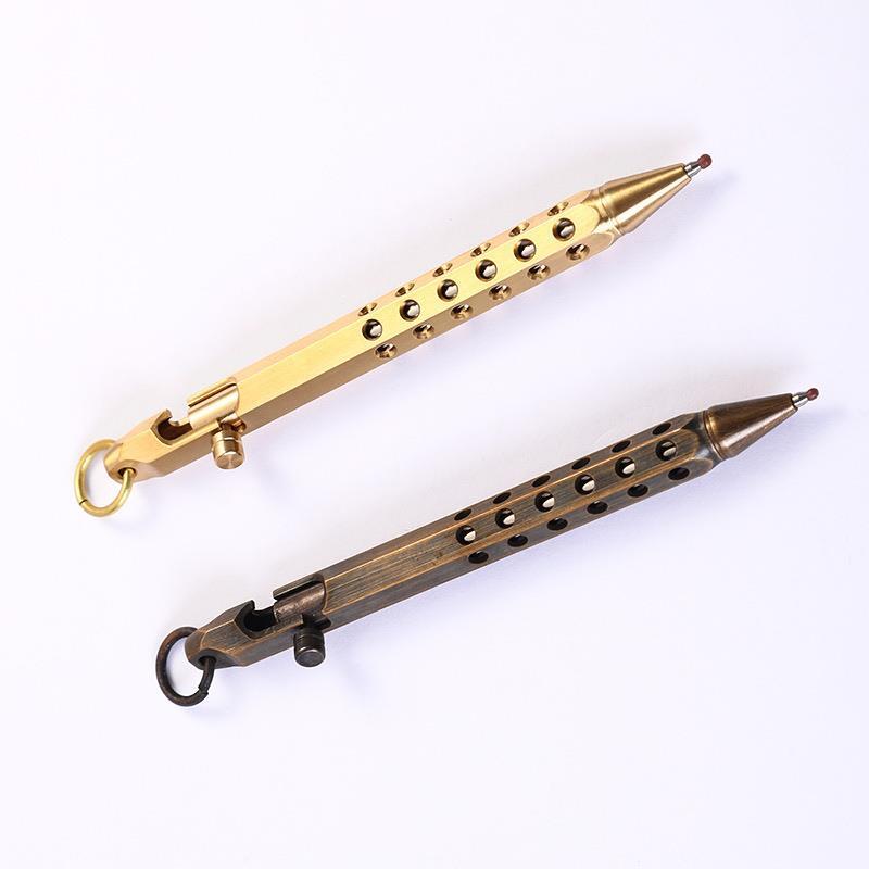 Quality Solid Brass Bolt Action Ball Point Pen Copper Art Craft Pocket EDC Gift