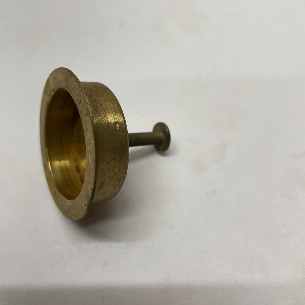 1 Vintage Solid Brass inlay Drawer Cabinet Door Knobs Pull with screws 1 1/2"