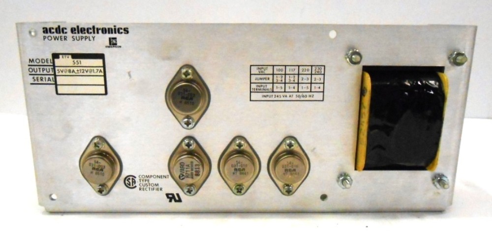ACDC ELECTRONICS, POWER SUPPLY, ETV 551, 1.7/8 AMPS