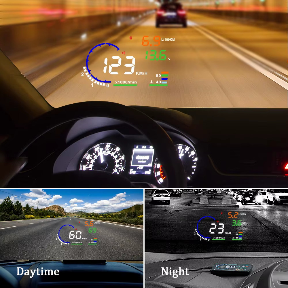 A8 5.5'' OBD2 EOBD HUD Car Head Up Display LED Windshield Projector Speedometer