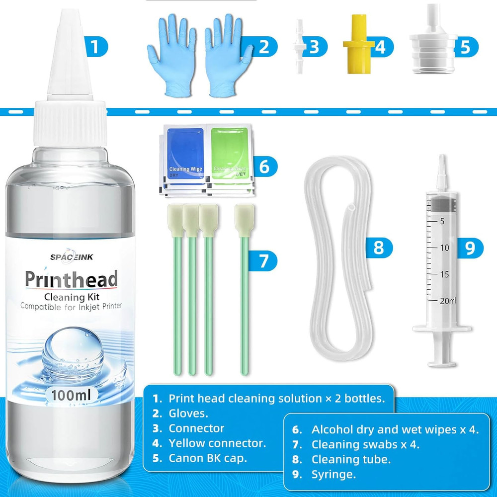 Spaceink Printhead Cleaning kit 200mL for E pson Printer, Printer Cleaning Kit f