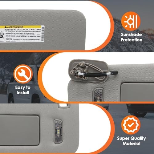 23459655 Gray Sun Visor Left Driver Compatible with Escalade/ESV Silverado