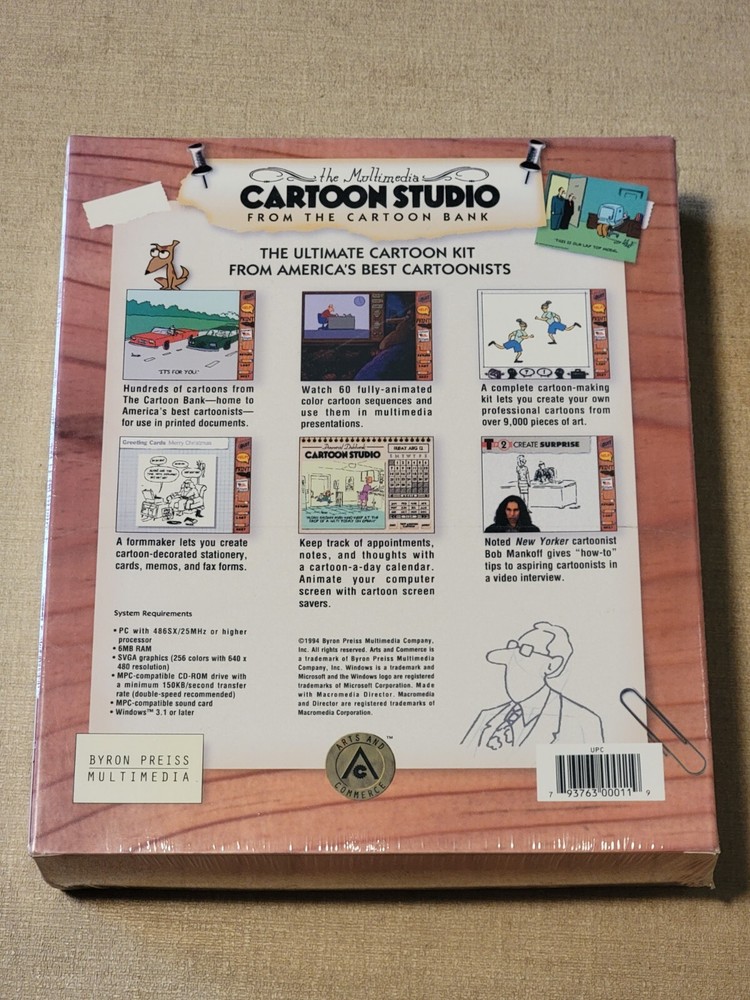 1994 Multimedia Cartoon Studio Bank Kit CD-ROM Software Program New Sealed