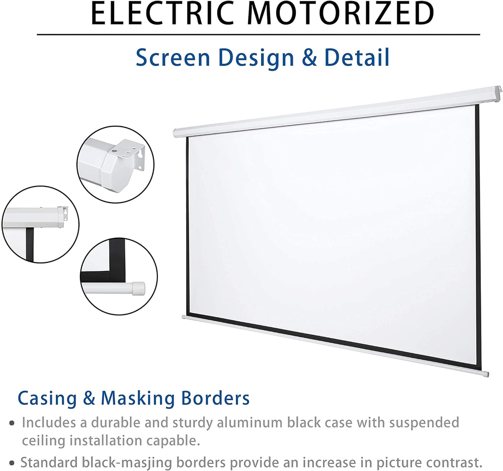 120" Motorized Projector Screen Electric Diagonal Automatic Projection 4:3 HD Mo
