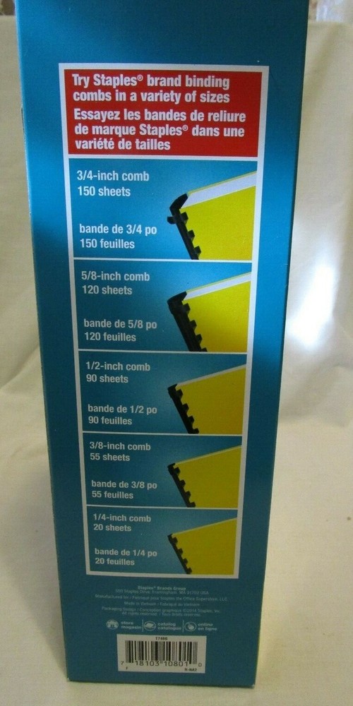 STAPLES Black 3/4" Plastic Binding Combs Box Of 25 17460