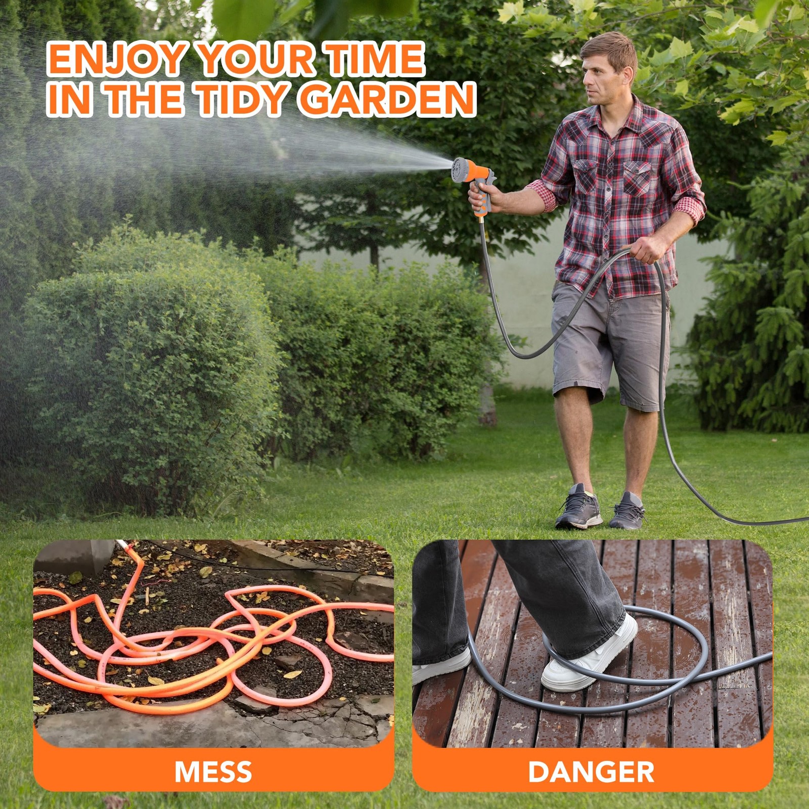 1/2 in x 100 Ft Retractable Garden Hose Reel Wall Mounted