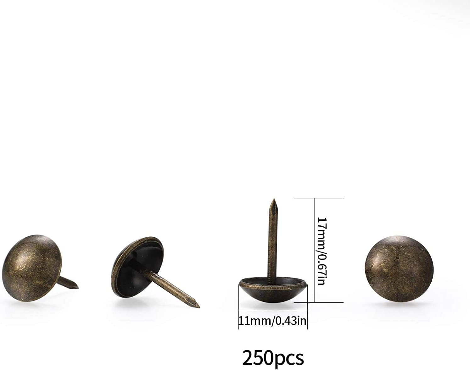 250 Pcs Upholstery Tacks, Decorative Furniture Tacks, Round Head Bronze Nails Ta