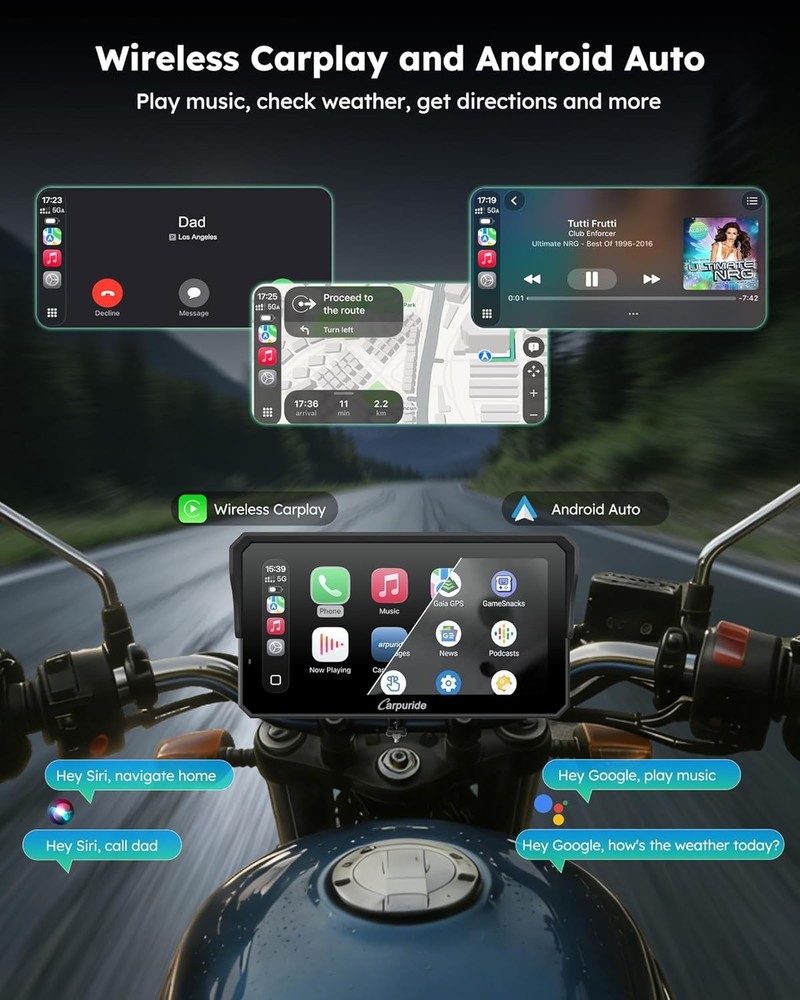 W602S PRO 6.25" Motorcycle CarPlay & Android Auto Display Wireless Connectivity