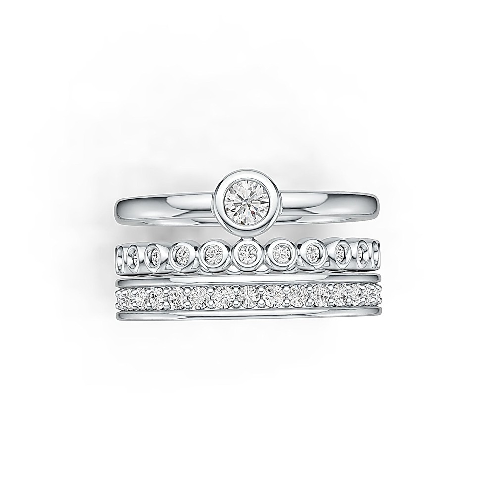 Sterling Silver Semi Mount Ring Setting Round RD 3.5mm Stackable w/ White Topaz