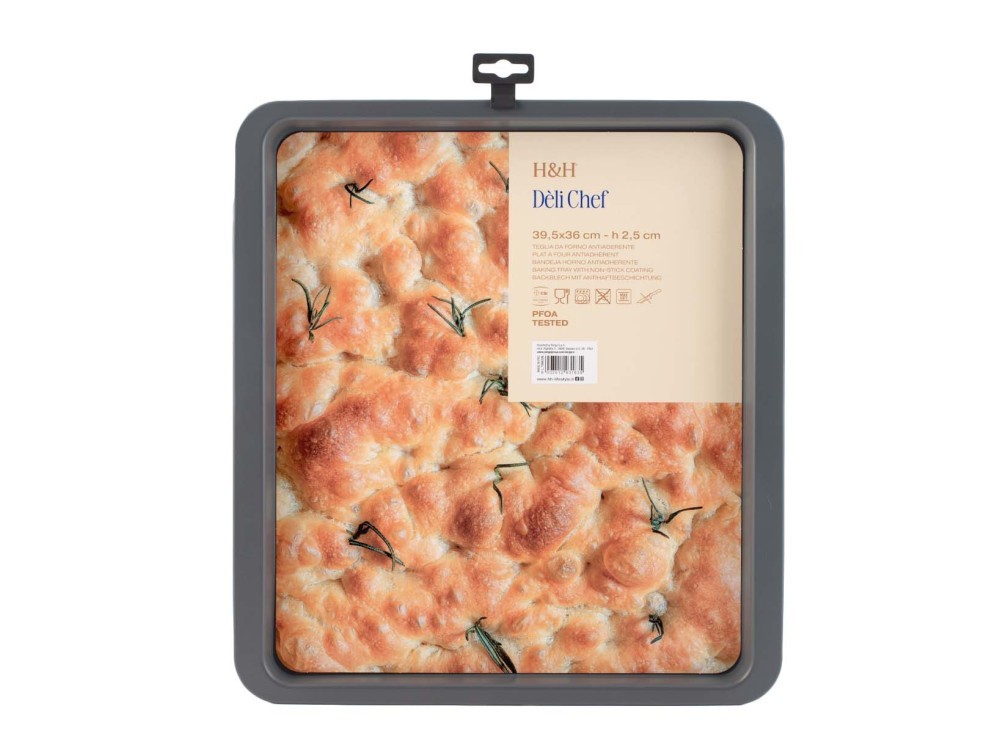 H&H Deli Chef Nonstick Rectangular Aluminum Baking Pan, Gray
