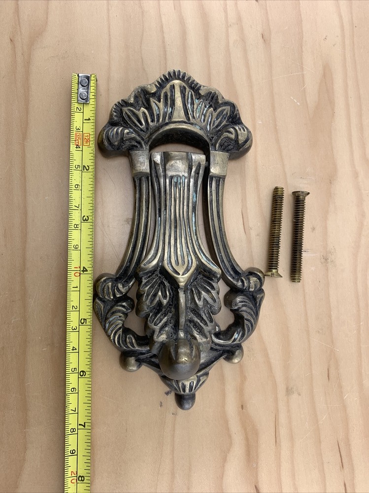Vintage Classical Acanthus Leaf Brass Door Knocker .