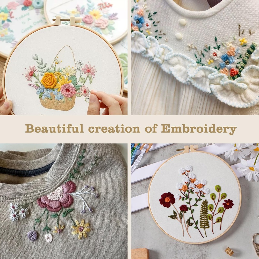 Portable Embroidery Kit 106 Patterns w/ Tools 86pc Sewing Set Beginner DIY