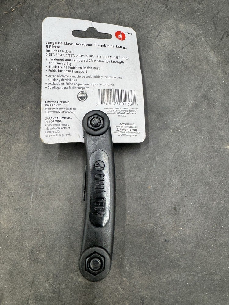GreatNeck Folding Hex Key Set HEK9C