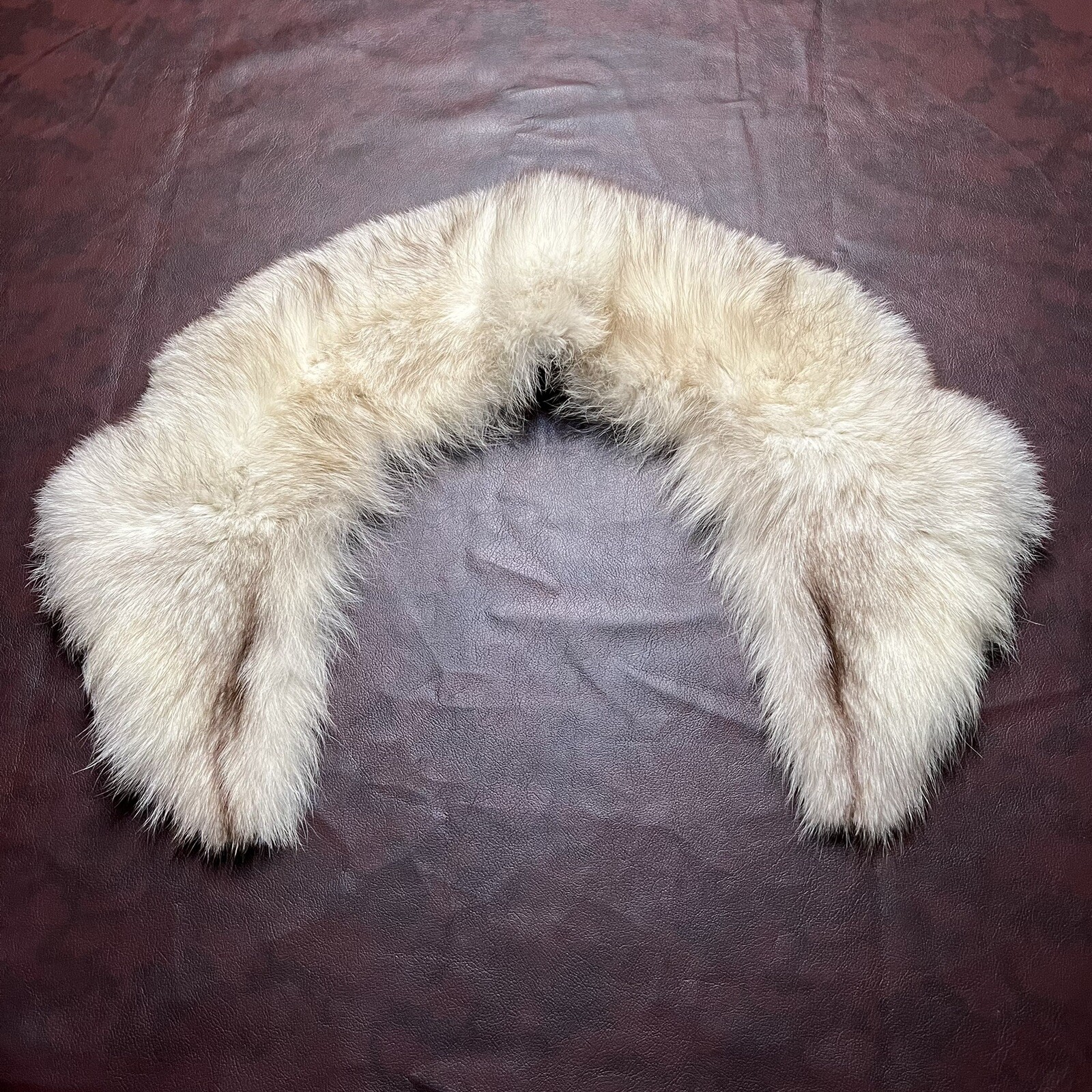 Natural Beige White Fur Shawl Collar Lapel