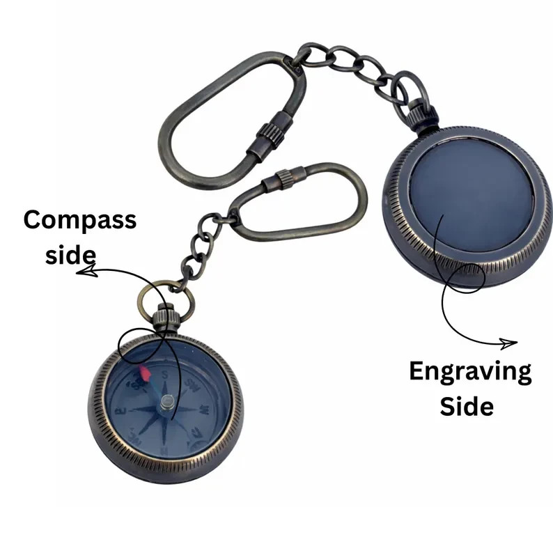 Personalized keychain compass - Custom engraved | keyring, Groomsmen Gift.