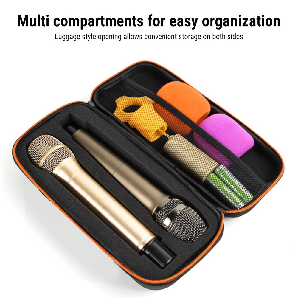 Wireless Microphone Case Polyester Handheld Dual Mic Travel Bag