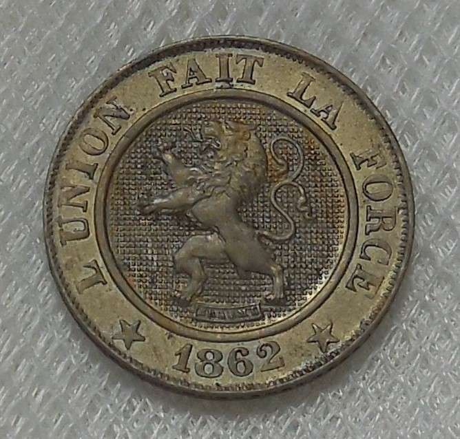 1862 BELGIUM 10 CENTIMES COIN UNCIRCULATED