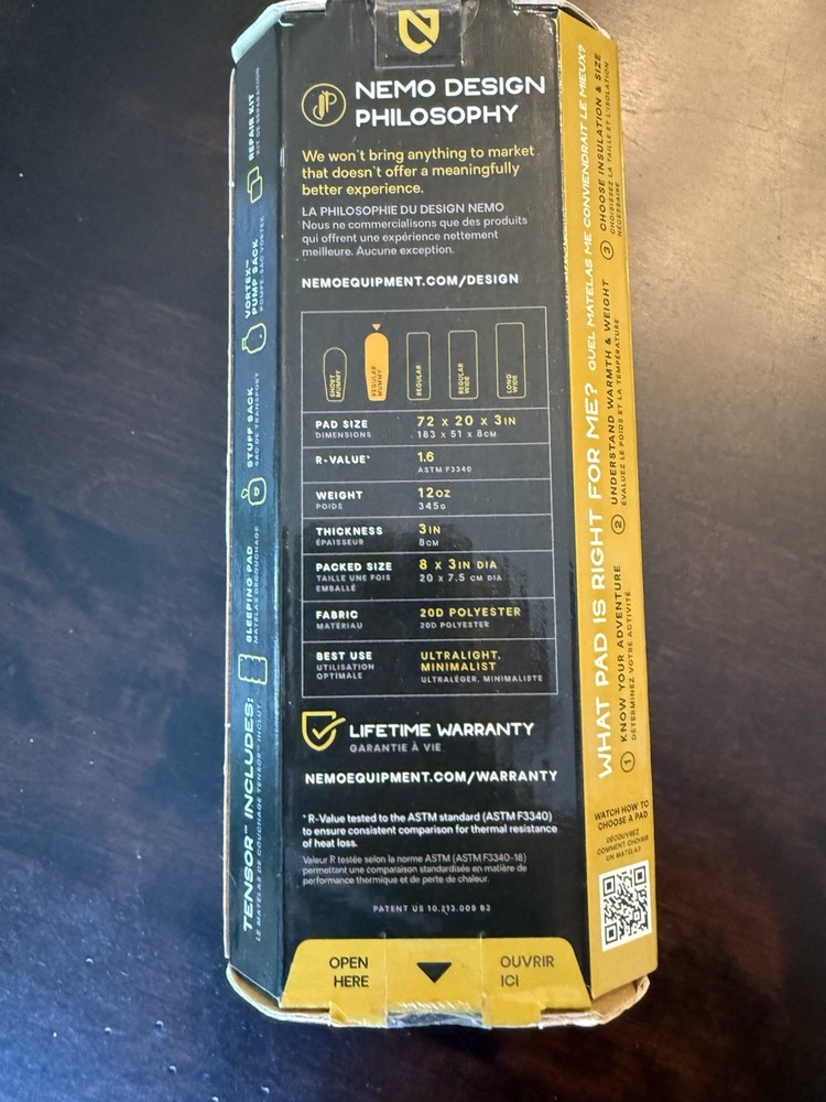 NEMO Equipment Tensor Regular Mummy Ultralight Sleeping Pad Yellow