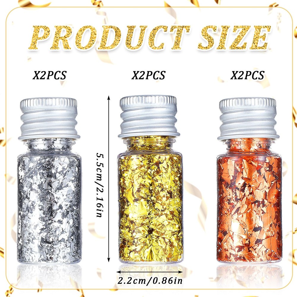 6Pcs Decorative Gold Leaf, Multifunction Flakes Cake Decoration Baking...