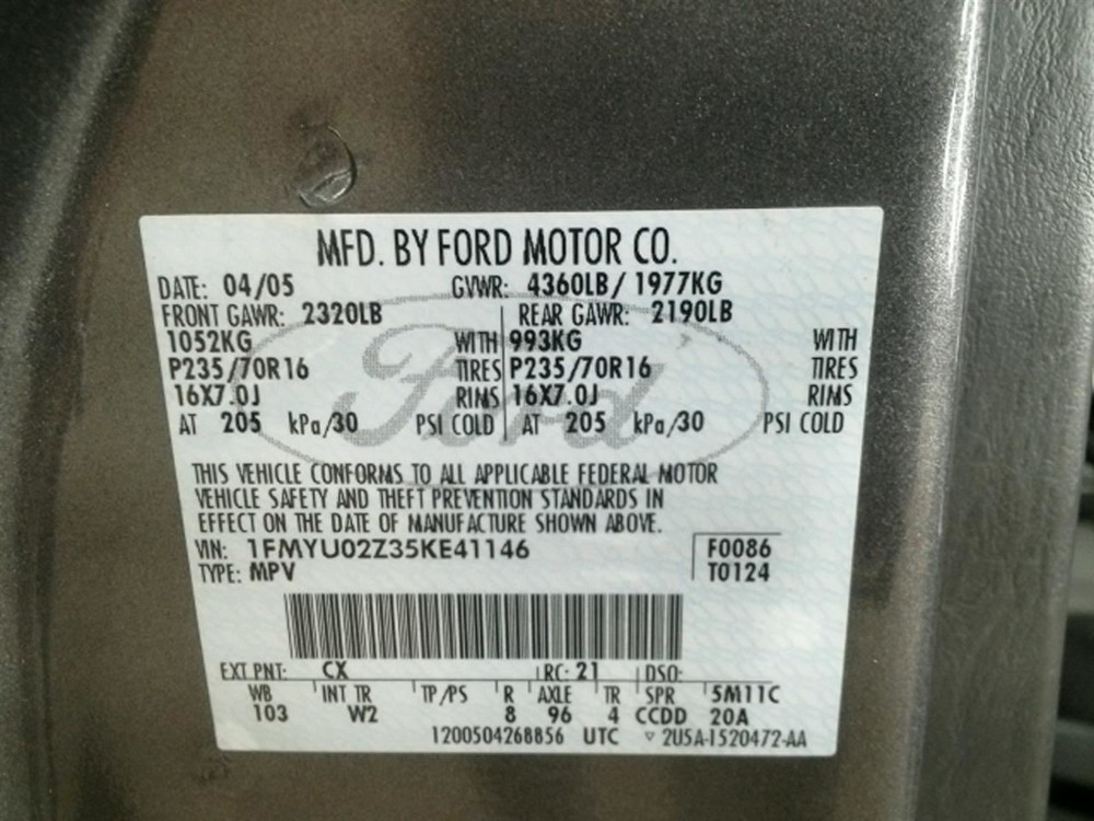 ESCAPE 2005 Transmission Shift 104924403