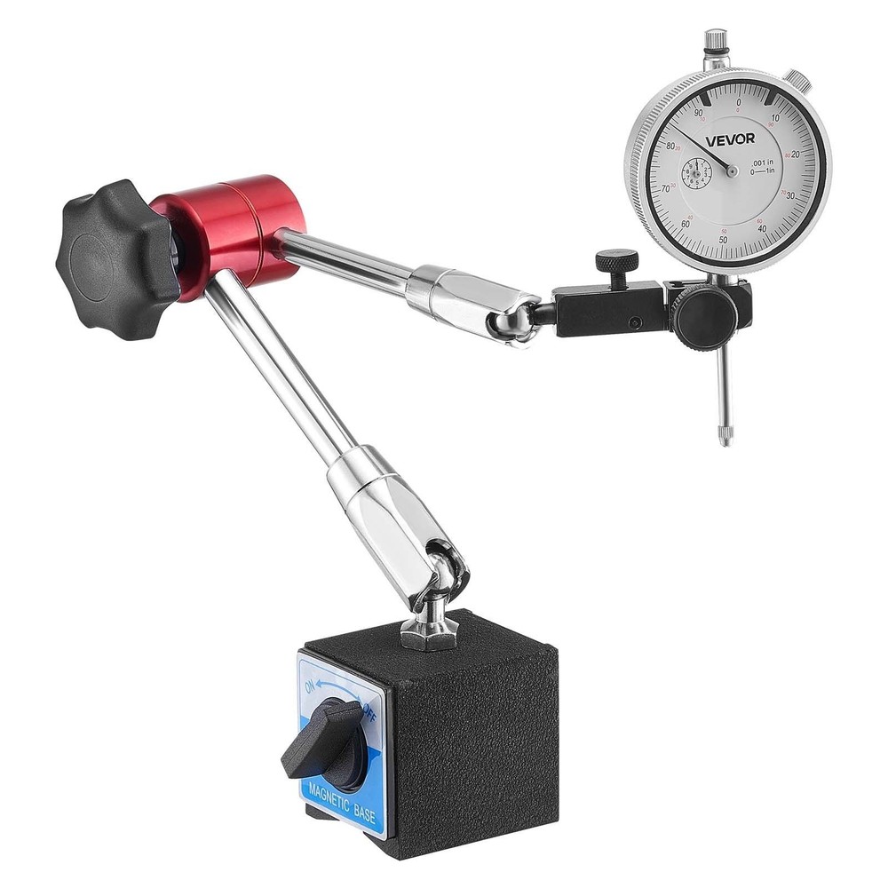 Dial Test Indicator .001" Accuracy with Magnetic Base - 0-1" Range Gauge