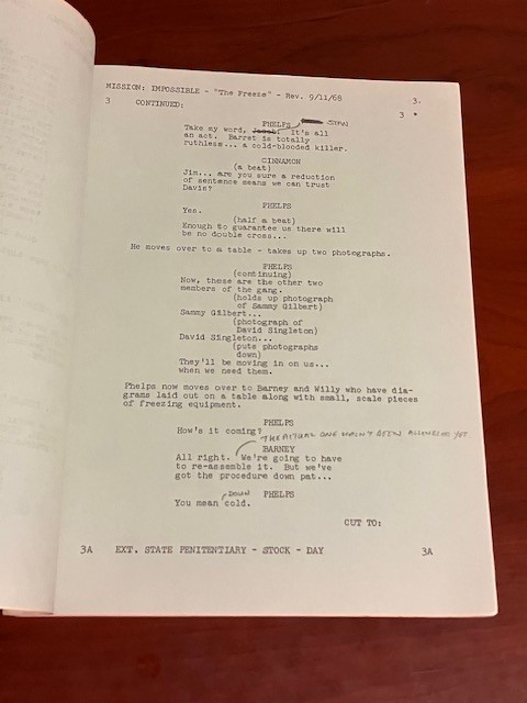 MISSION: IMPOSSIBLE script THE FREEZE Final Draft Sept 6 1968 *revisions & notes