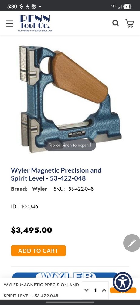 Wyler Instruments Magnetic Level .020mm/m