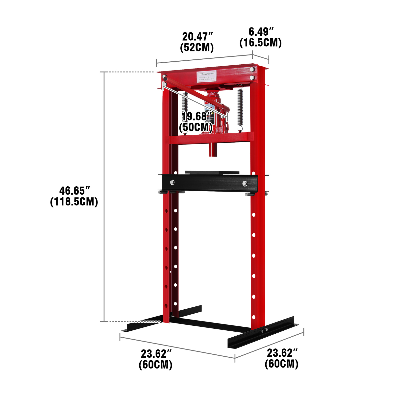 Heavy Duty Hydraulic Shop Press 12 Ton w/ Plates H-Frame Benchtop Press Stand