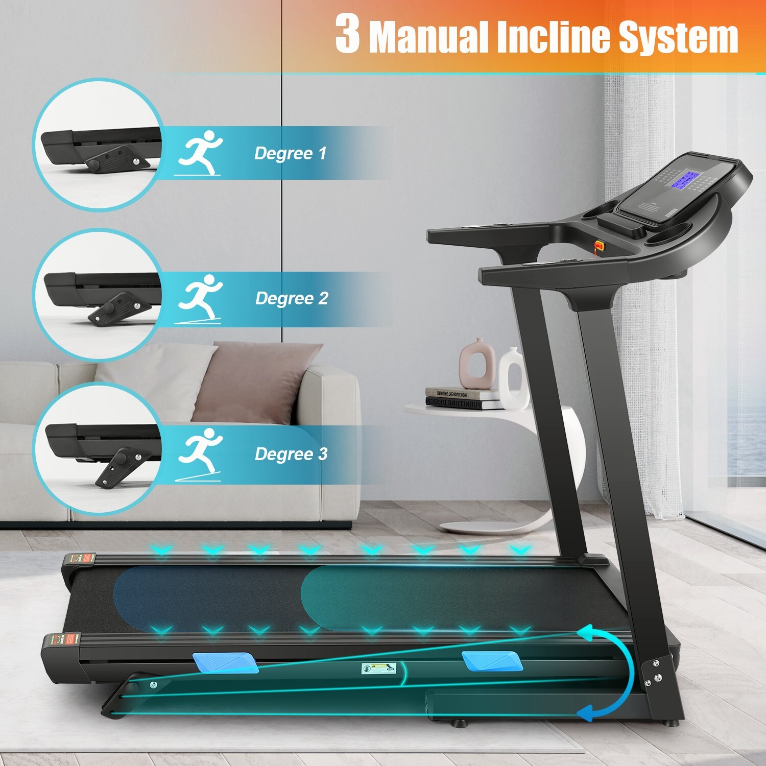 3.25HP Folding Treadmill Walking Running Machine with Incline 36 Preset Programs