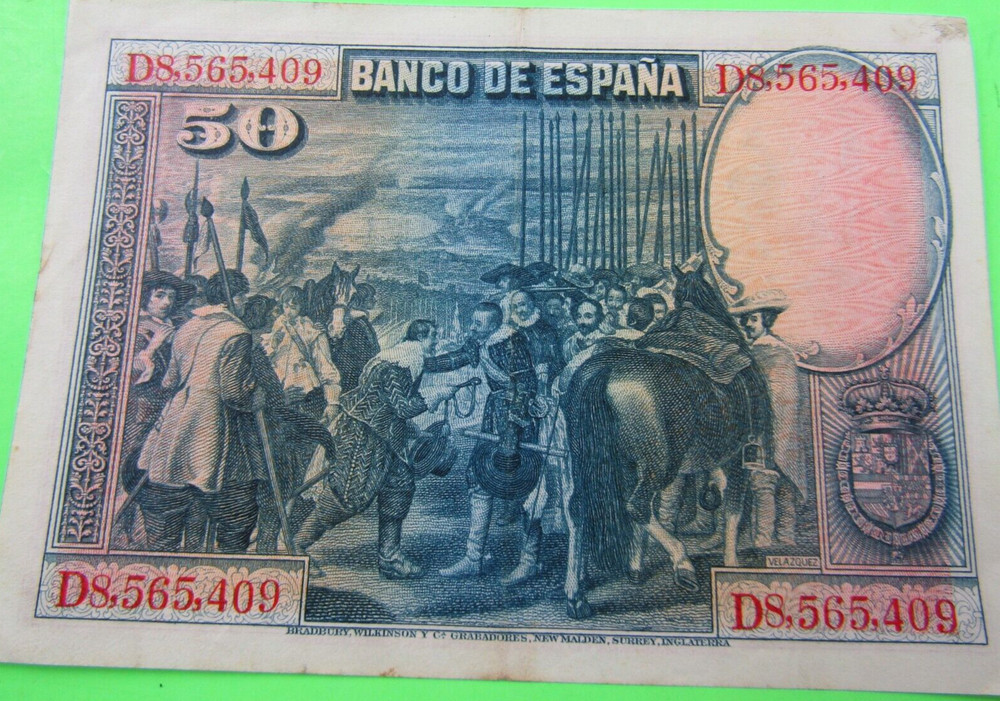 SPAIN, 50 PESETAS, P#75, 1928