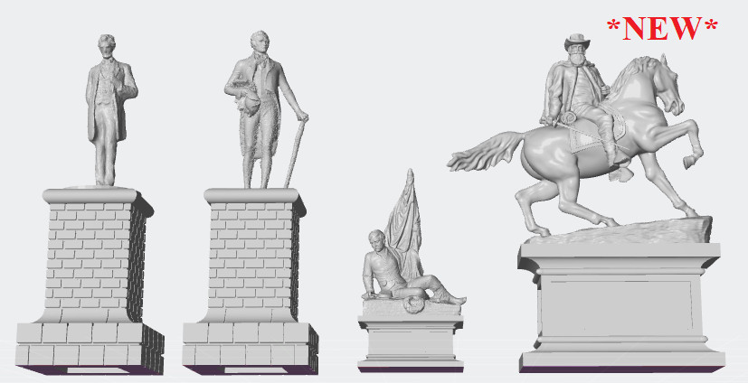 HO Scale 1:87 3-D Printed Historical Statues Scenery
