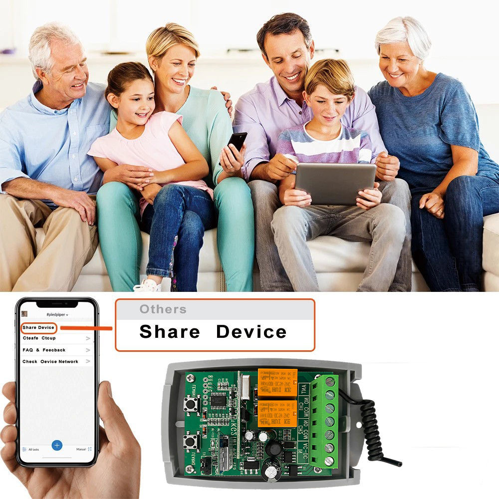 Tuya Wifi Smart Gate Remote Control Switch Garage Door Receiver 2CH Relay Module