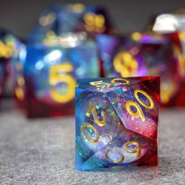 Sage's Spirits - Ember Spirits Liquid Core Sharp Edge Resin Dice Set