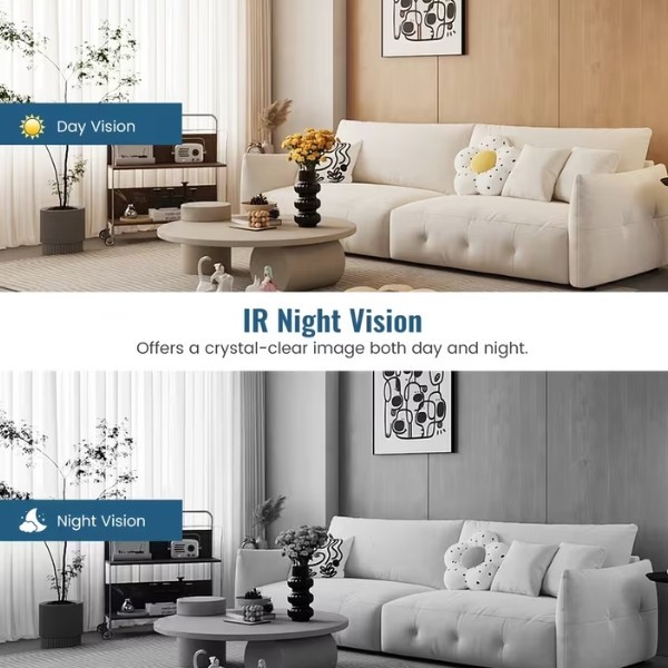 Smart Video Door Bell with PTZ Panoramic View, Battery Powered Wireless Camera,