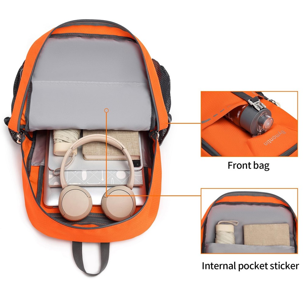 35L Lightweight Packable Backpack Durable Foldable Daypack Travel Gym Orange