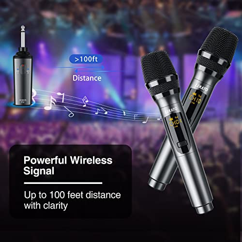 Rechargeable Wireless Microphone, Wireless MIic Dual Handheld Cordless